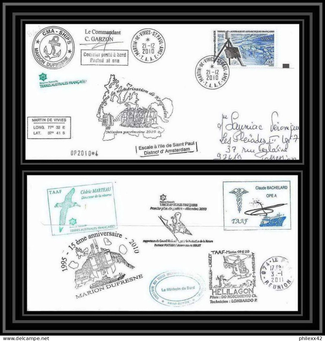 3062 Helilagon Dufresne Signé Signed Op 2010/4 St Paul 21/12/2010 N°559 ANTARCTIC Terres Australes (taaf) Lettre Cover - Helicopters