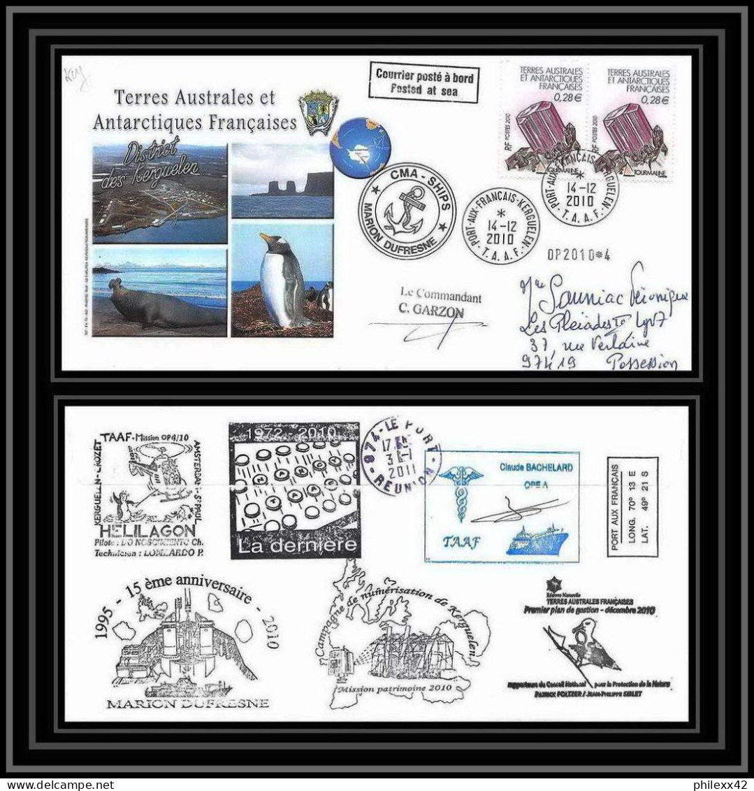 3059 Helilagon Dufresne Signé Signed Op 2010/4 Kerguelen 14/12/2010 N°556 ANTARCTIC Terres Australes (taaf) Lettre Cover - Helicopters
