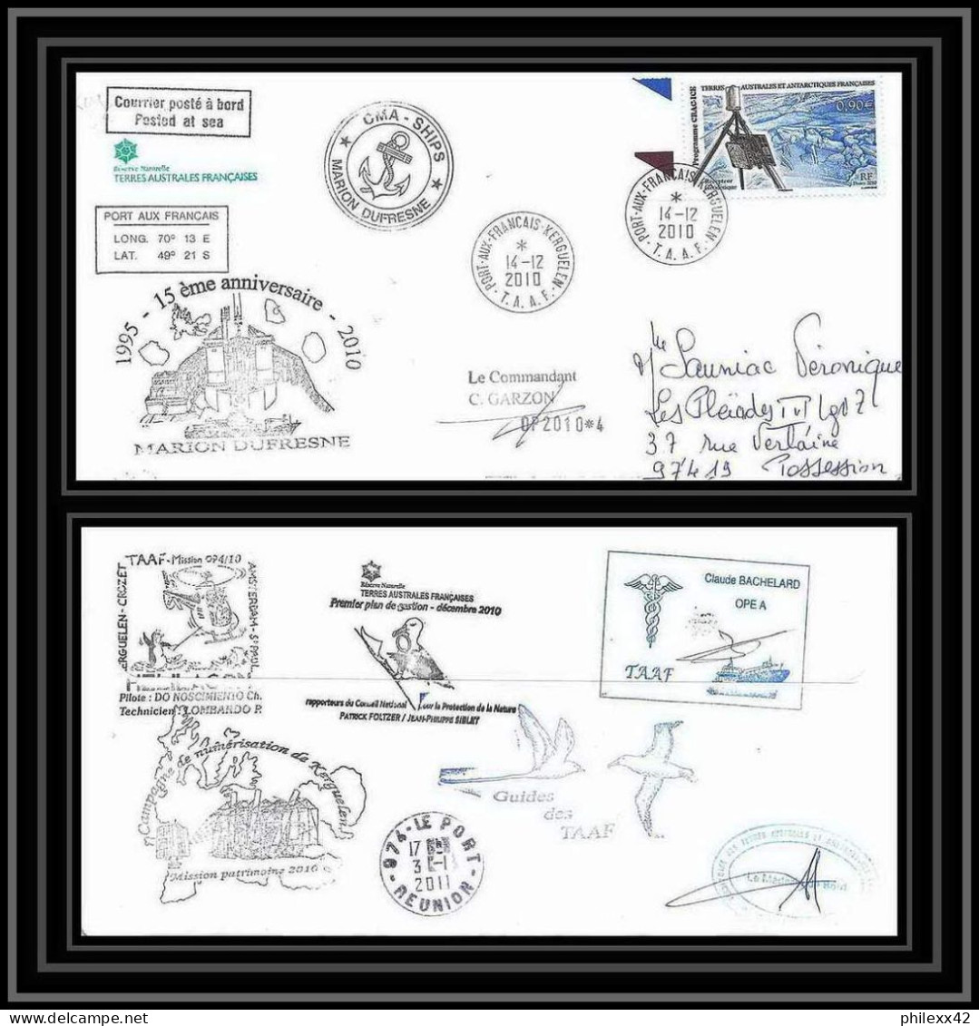 3058 Helilagon Dufresne Signé Signed Op 2010/4 Kerguelen 14/12/2010 N°559 ANTARCTIC Terres Australes (taaf) Lettre Cover - Hubschrauber