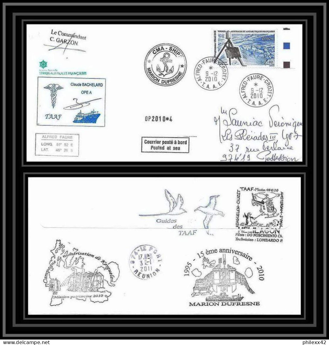 3054 Helilagon Dufresne Signé Signed Op 2010/4 Crozet 9/12/2010 N°559 ANTARCTIC Terres Australes (taaf) Lettre Cover - Elicotteri