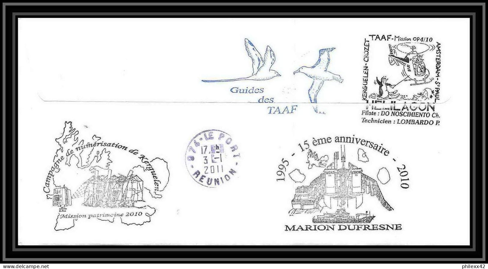 3054 Helilagon Dufresne Signé Signed Op 2010/4 Crozet 9/12/2010 N°559 ANTARCTIC Terres Australes (taaf) Lettre Cover - Helicópteros