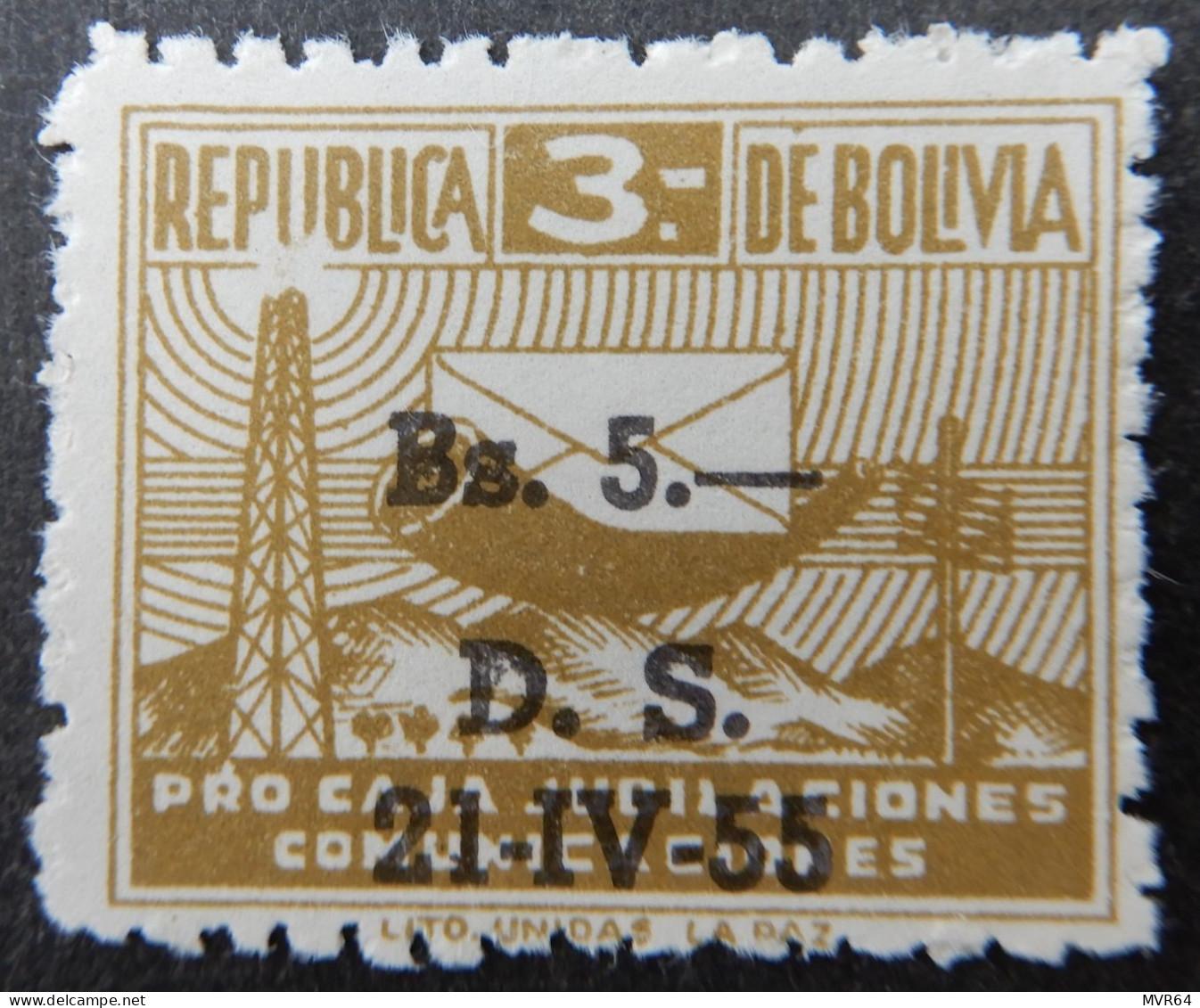 Bolivië Bolivia 1955 (3) Pro Caja De Jubilaciones De Comunicaciones - Bolivia