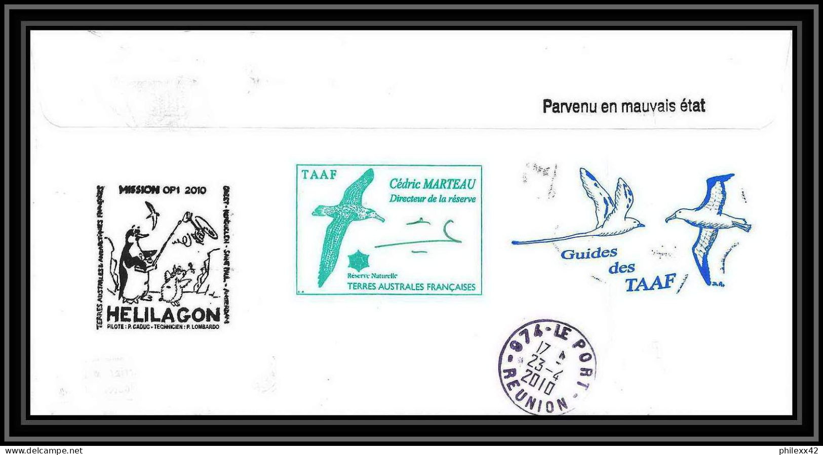 2998 Helilagon Terres Australes TAAF Lettre Cover Dufresne 2 Signé Signed St Paul Op 2010/1 9/4/2010 N°551 - Helikopters