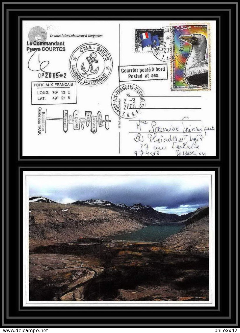 2943 ANTARCTIC Terres Australes (taaf)-carte Postale Dufresne 2 Signé Signed OP 2009/2 Kerguelen 2/9/2009 N°516 - Lettres & Documents