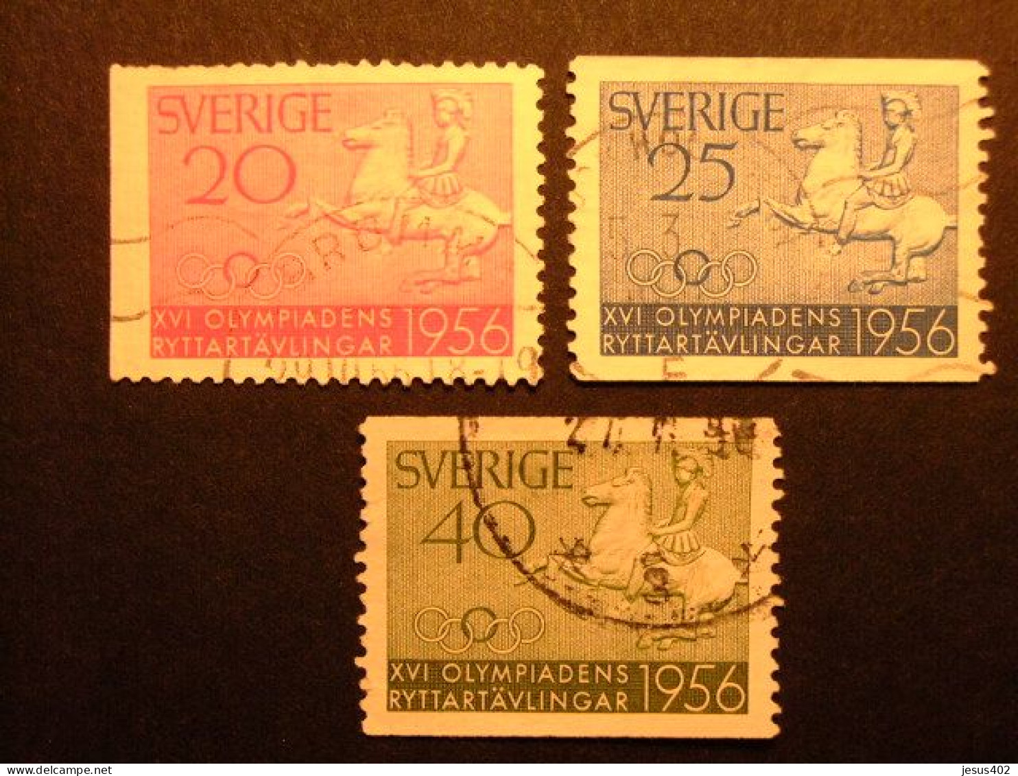 90 SUECIA SUEDE 1956 / JUEGOS OLIMPICOS (HIPICA) / YVERT 406 A +407 +408 FU - Usati