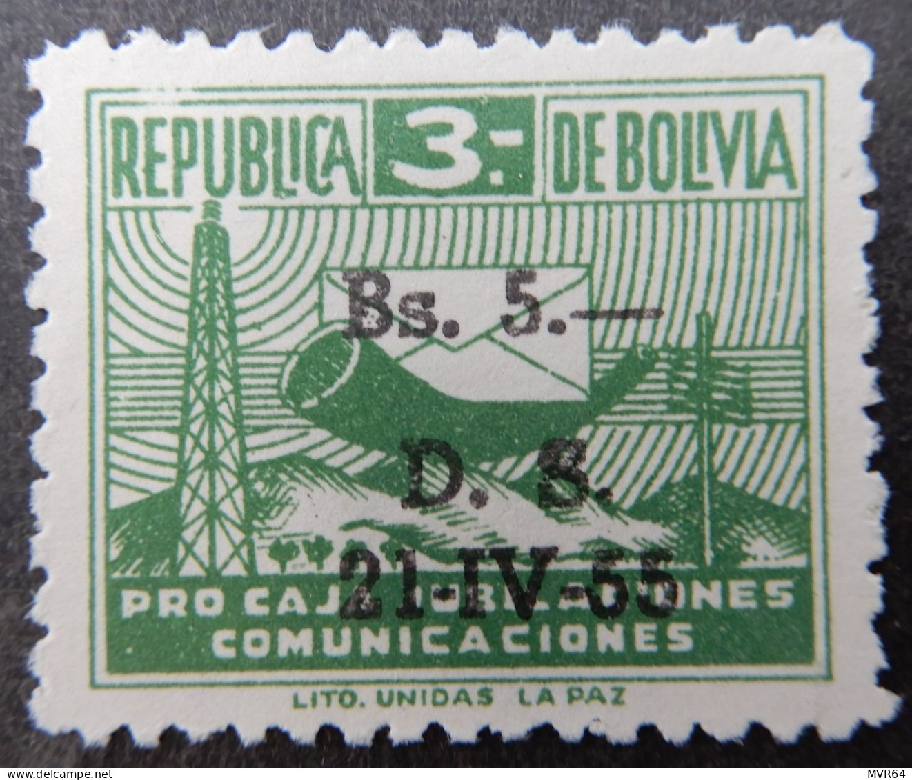 Bolivië Bolivia 1955 (4) Pro Caja De Jubilaciones De Comunicaciones - Bolivie