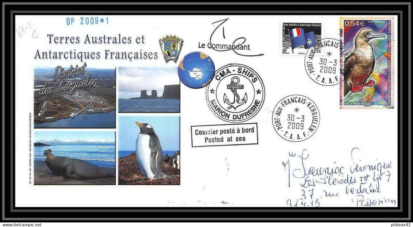 2899 Helilagon Dufresne Signé Signed OP 2009/1 KERGUELEN 30/3/2009 N°515 ANTARCTIC Terres Australes (taaf) Lettre Cover - Hélicoptères