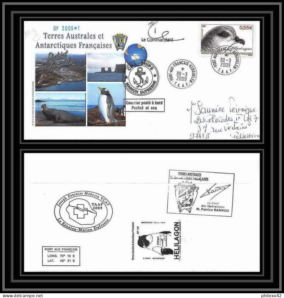 2897 Helilagon Dufresne Signé Signed OP 2009/1 KERGUELEN 30/3/2009 N°535 ANTARCTIC Terres Australes (taaf) Lettre Cover - Helicopters