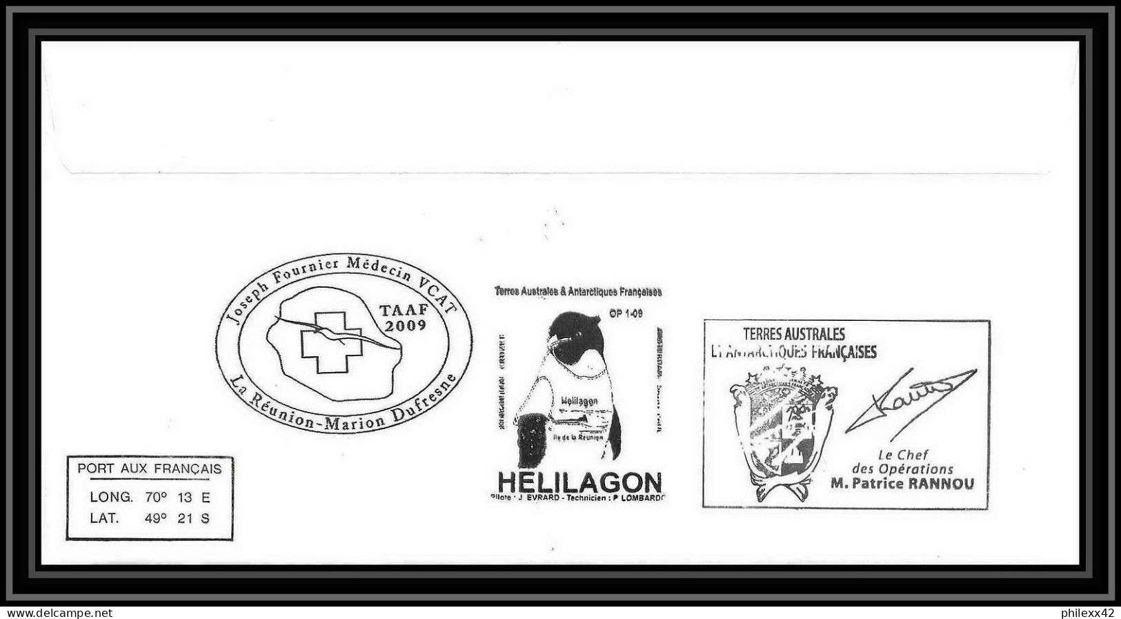 2897 Helilagon Dufresne Signé Signed OP 2009/1 KERGUELEN 30/3/2009 N°535 ANTARCTIC Terres Australes (taaf) Lettre Cover - Hubschrauber