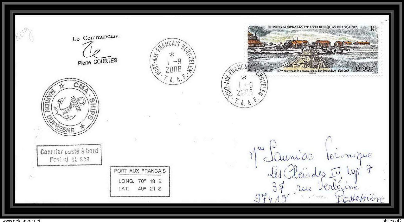 2832 ANTARCTIC Terres Australes TAAF Helilagon Lettre Cover Dufresne Signé Signed Op 2008/2 KERGUELEN 1/9/2008 N°505 - Hubschrauber