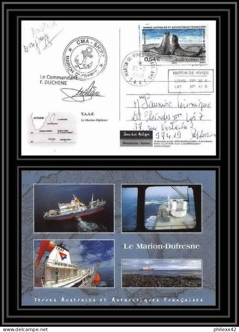 2803 Sea Elephant Terres Australes (taaf)-carte Postale Dufresne 2 Signé Signed Op 2008/3 St Paul N°509 21/11/2008 - Brieven En Documenten