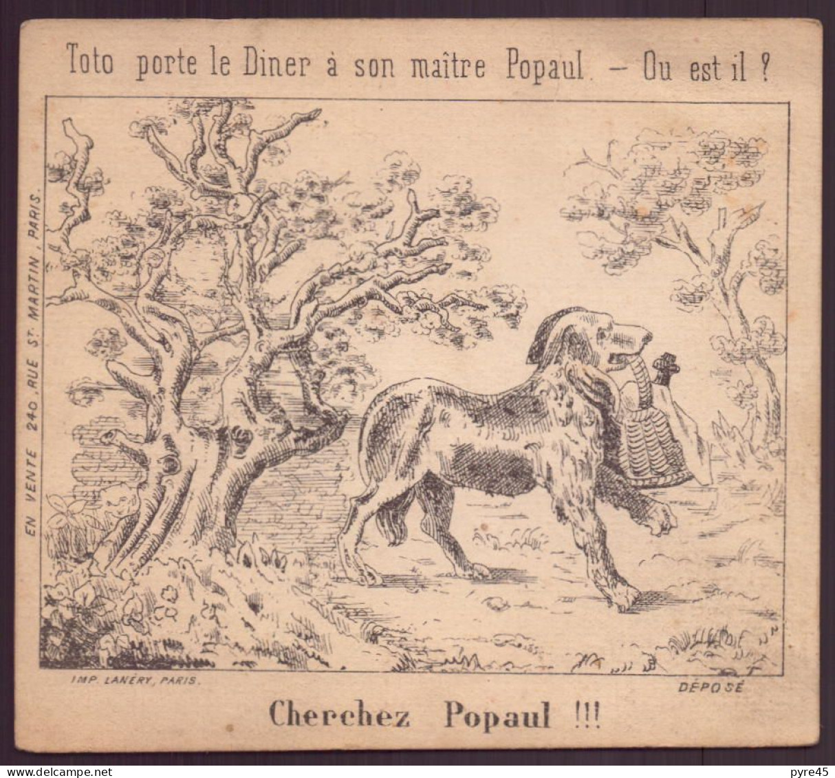 Devinette ( 11.5 X 10.5 Cm ) " Toto Porte Le Diner à Son Maitre Popaul Ou Est Il, Cherchez Popaul " - Ohne Zuordnung