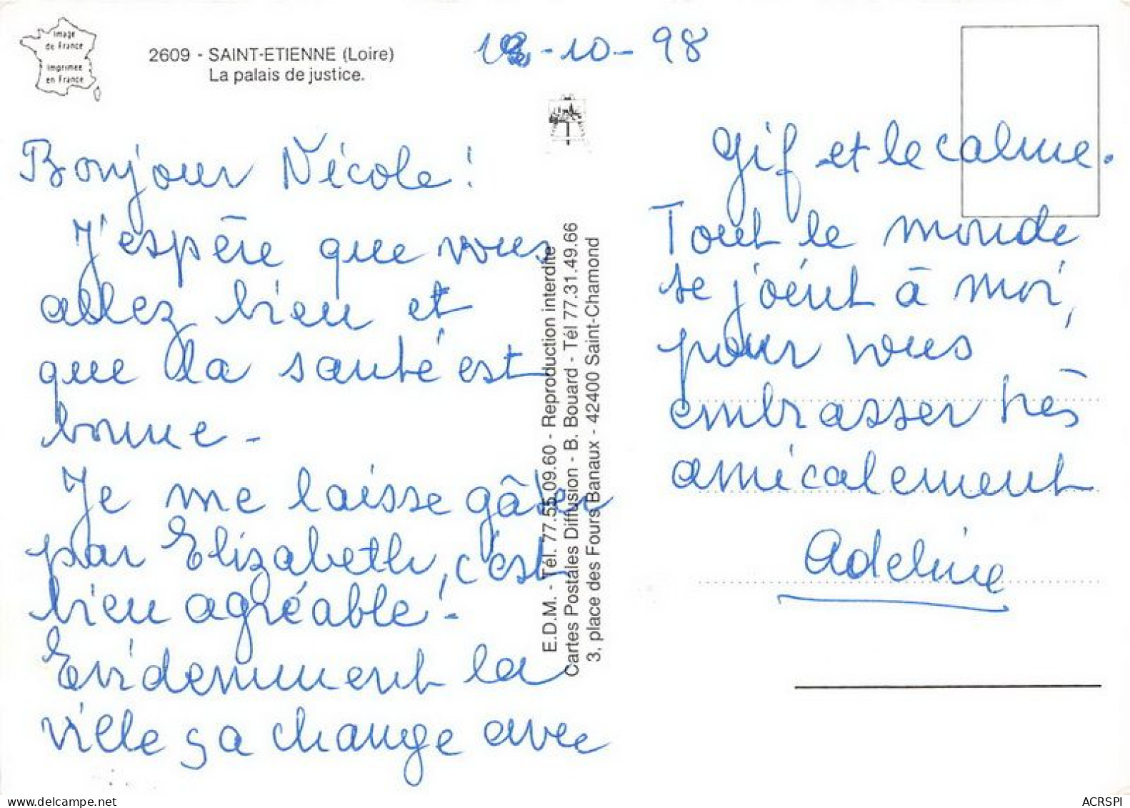 SAINT ETIENNE Le Palais De Justice 28(scan Recto-verso) MA1139 - Saint Etienne