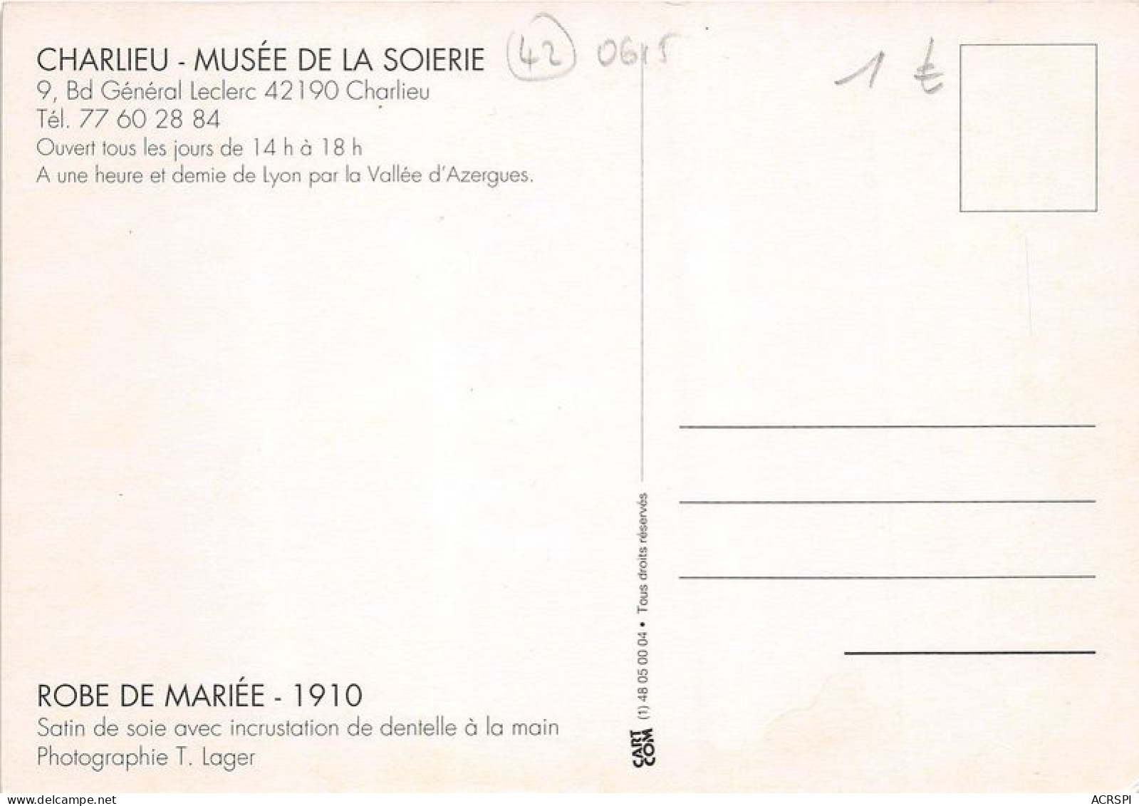 CHARLIEU Musee De La Soierie 16(scan Recto-verso) MA1139 - Charlieu