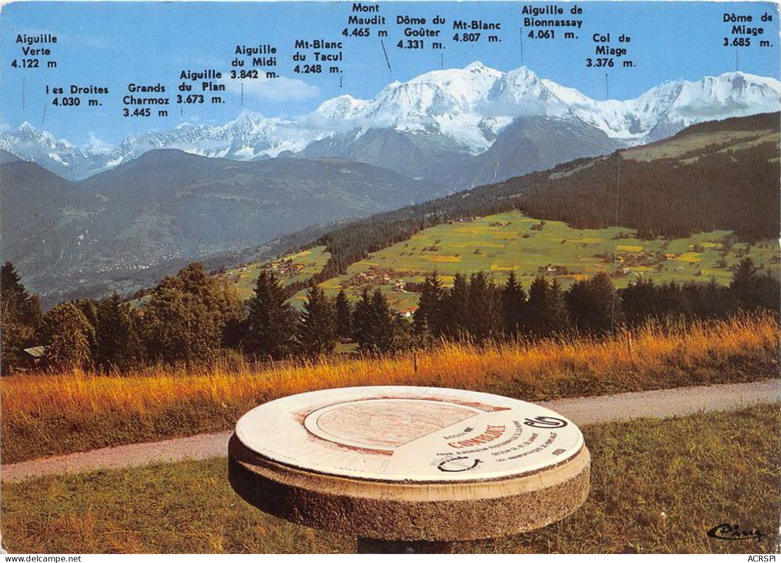 COMBLOUX Panorama Sur La Chaine Du Mont Blanc Depuis La Table D Orientation 18(scan Recto-verso) MA1136 - Combloux