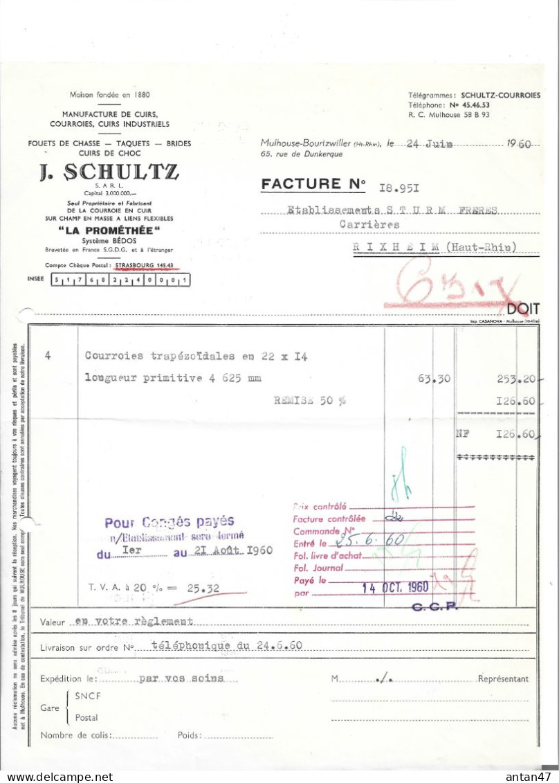1940-60 / 68 MULHOUSE BOURTZWILLER / SCHULTZ GODARD CIBAUD Manufacture Cuirs Brides Fouet Chasse Taquet Courroies - 1950 - ...