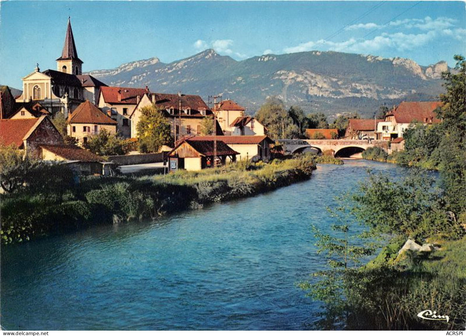 LES ECHELLES L Eglise Et Le Pont Sur Le Guiers Reliant Entre Deux Guiers Aux Echelles 12(scan Recto-verso) MA1135 - Les Echelles