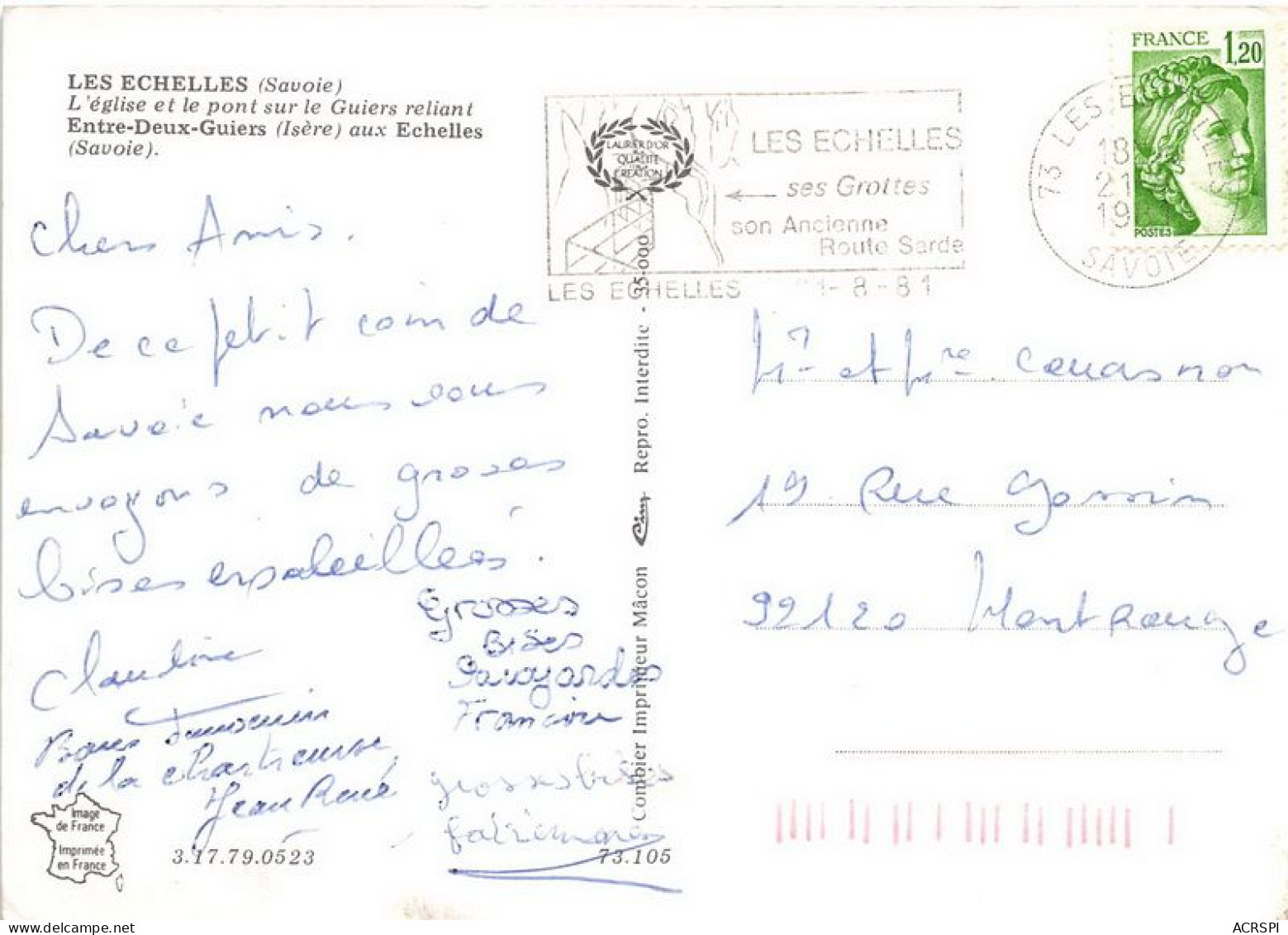 LES ECHELLES L Eglise Et Le Pont Sur Le Guiers Reliant Entre Deux Guiers Aux Echelles 12(scan Recto-verso) MA1135 - Les Echelles