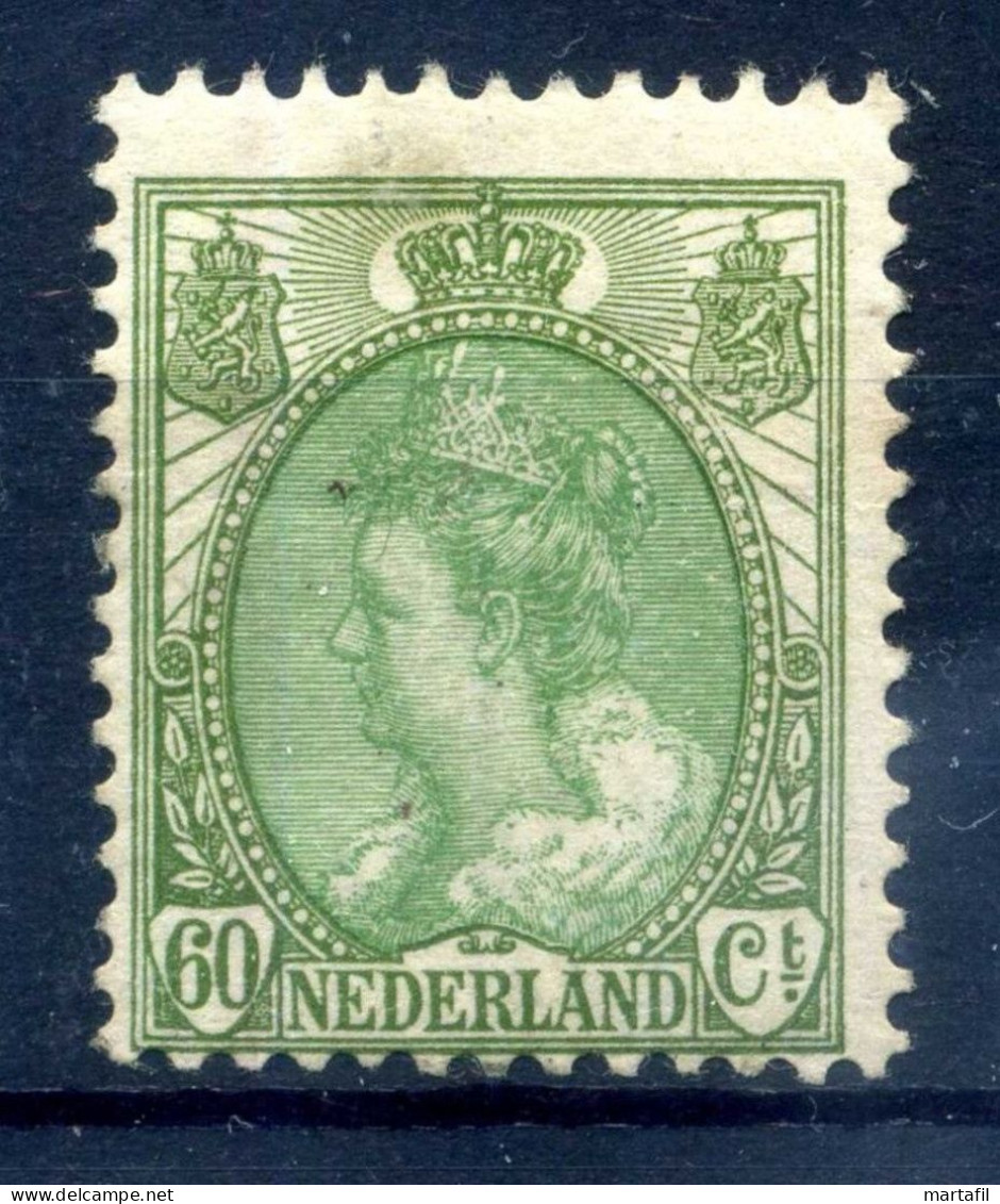 1908-21 OLANDA N.81 MNH ** Effigie Di Regina Guglielmina, 60c. Oliva E Verde - Neufs