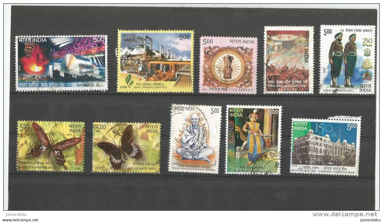 India - 2008  - USED - 10  Diff  Stamps . ( Condition As Per Scan ) ( OL 5.4.13 ) - Oblitérés