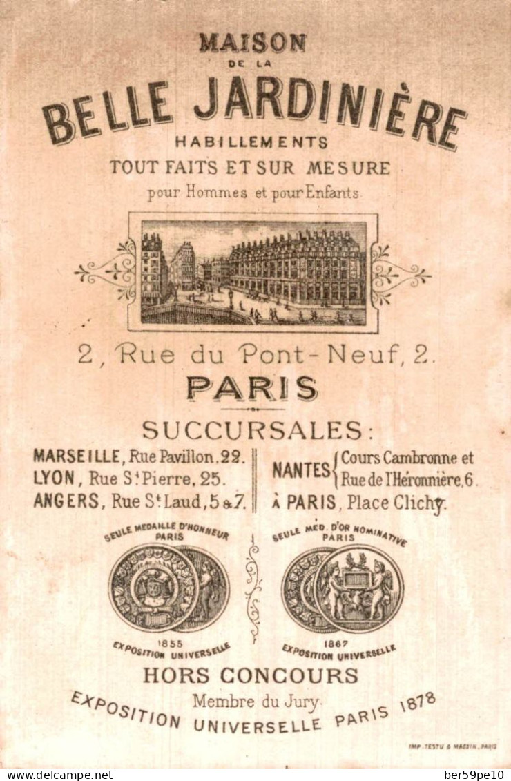 CHROMO MAISON DE LA BELLE JARDINIERE PAS DIFFICILE D'ETRE MARIN UNE COQUILLE DE NOIX ET UN JOLI COSTUME ET CA Y EST - Altri & Non Classificati