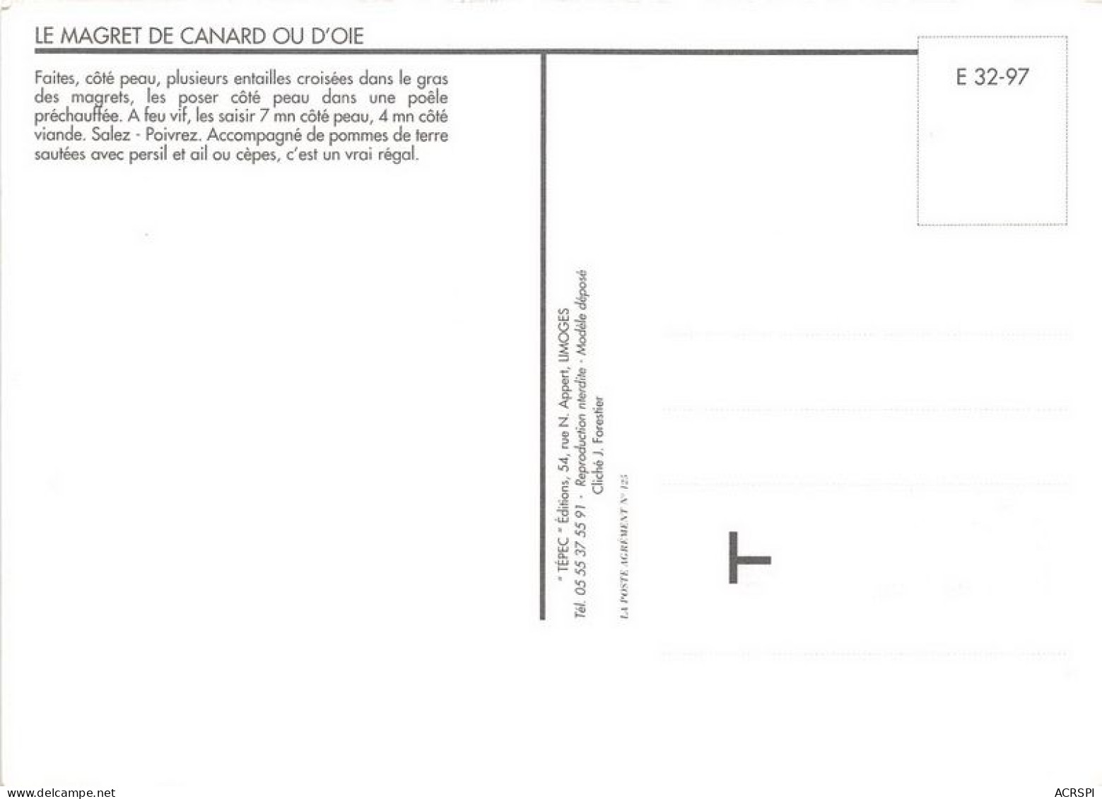 RECETTE Le Magret De Canard Ou D Oie 25(scan Recto-verso) MA1161 - Recepten (kook)