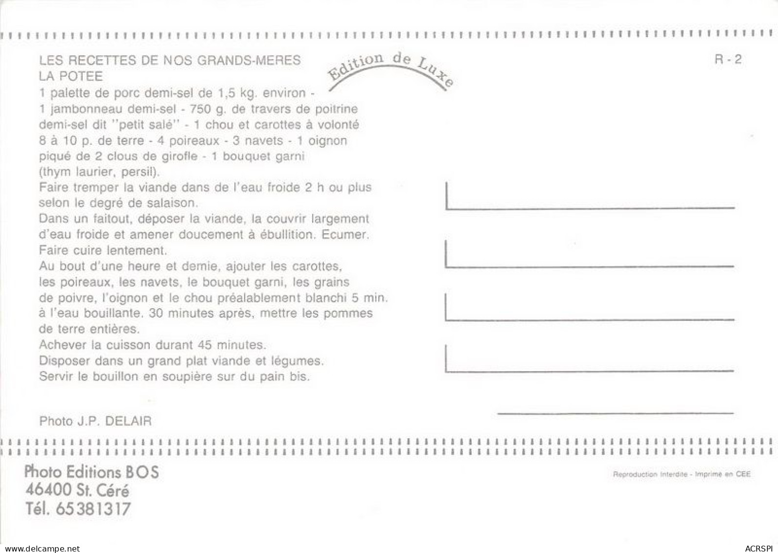 LA POTEE Les Recette De Nos Grands Meres 27(scan Recto-verso) MA1161 - Recipes (cooking)