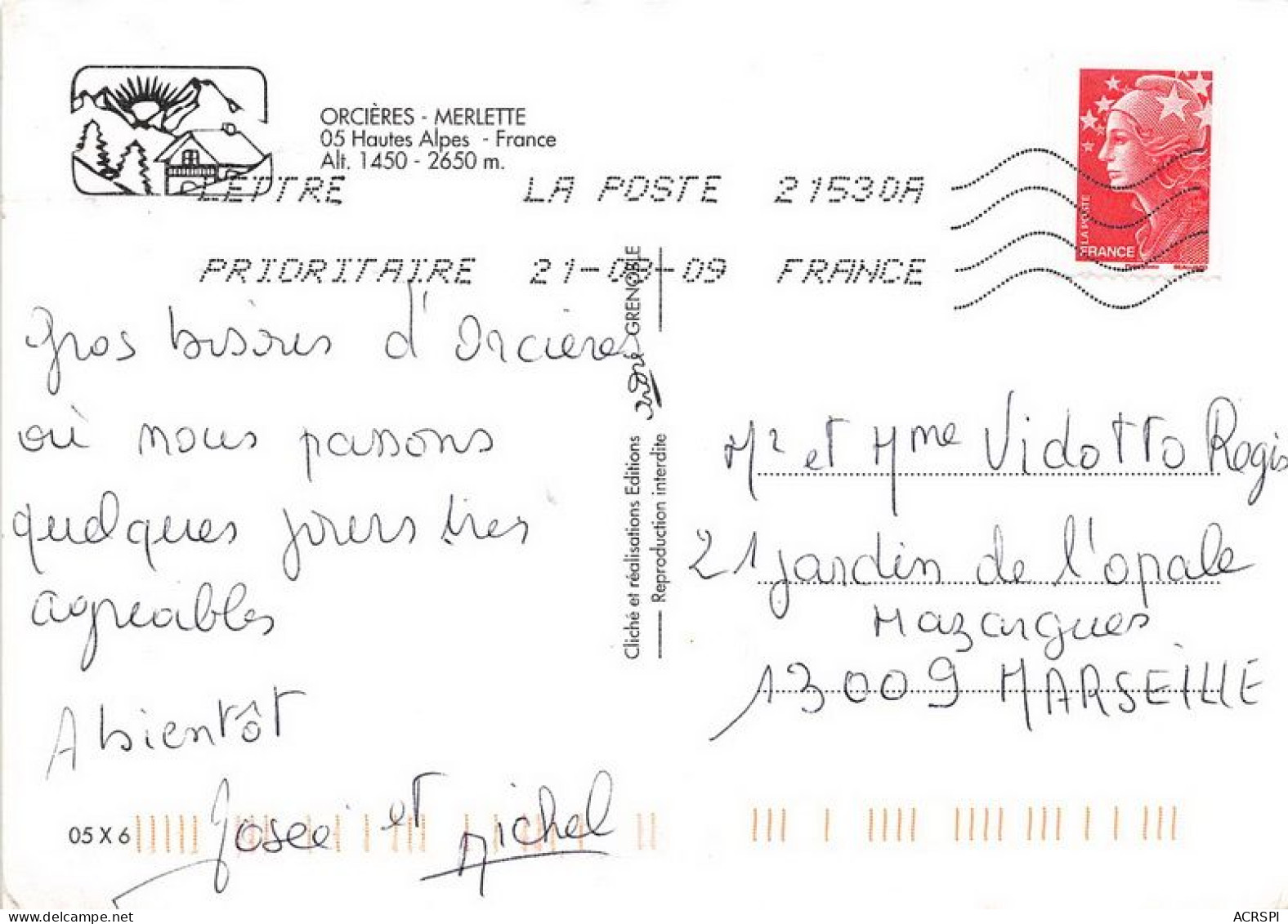 ORCIERES MERLETTE Alt 1450 2650 M 21(scan Recto-verso) MA1144 - Orcieres