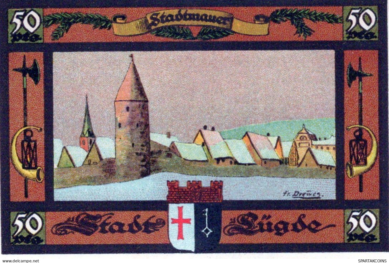 50 PFENNIG 1921 Stadt LÜGDE Westphalia DEUTSCHLAND Notgeld Banknote #PF502 - Lokale Ausgaben