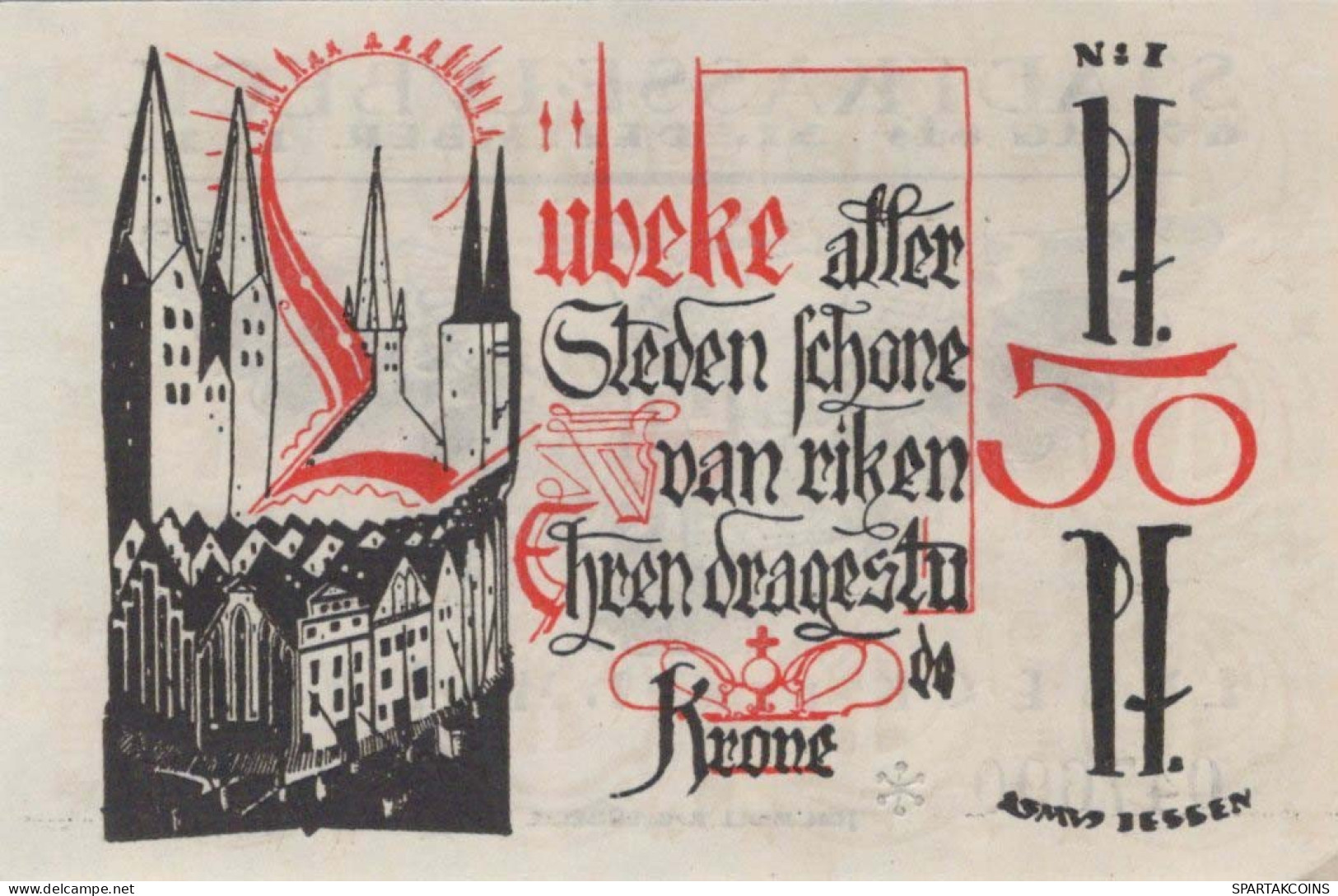 50 PFENNIG 1921 Stadt LÜBECK UNC DEUTSCHLAND Notgeld Banknote #PI524 - Lokale Ausgaben
