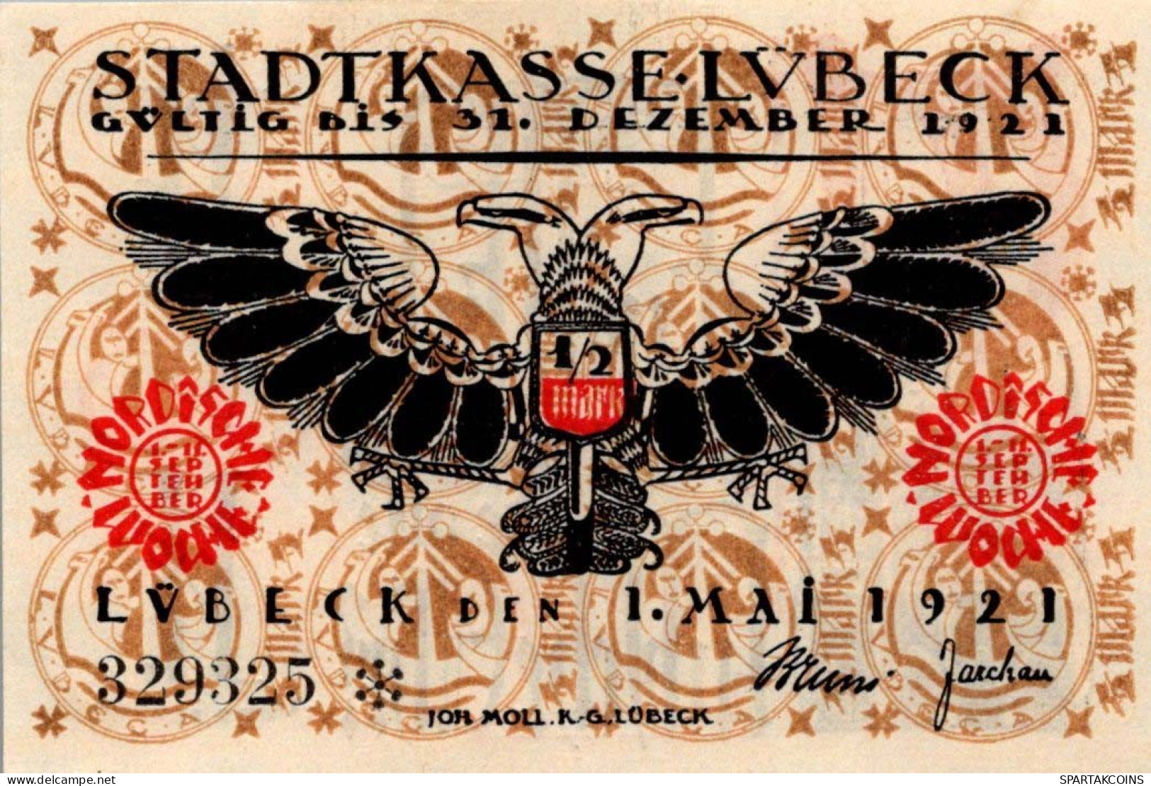 50 PFENNIG 1921 Stadt LÜBECK UNC DEUTSCHLAND Notgeld Banknote #PC585 - Lokale Ausgaben