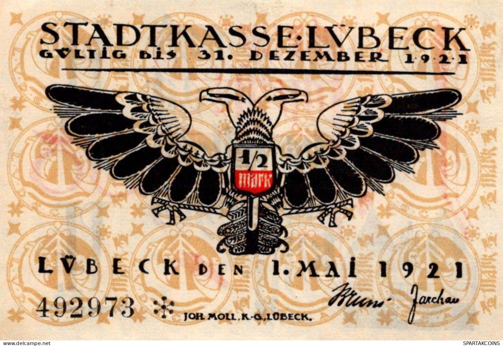 50 PFENNIG 1921 Stadt LÜBECK UNC DEUTSCHLAND Notgeld Banknote #PI521 - Lokale Ausgaben
