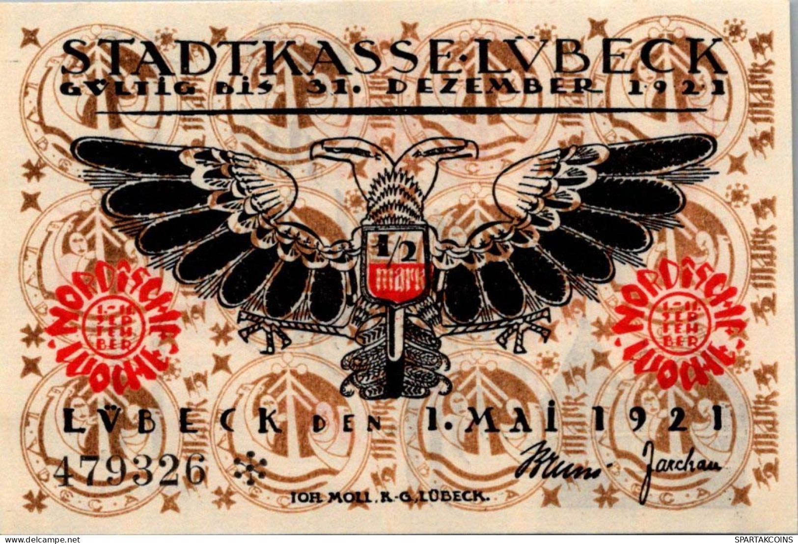 50 PFENNIG 1921 Stadt LÜBECK UNC DEUTSCHLAND Notgeld Banknote #PC587 - Lokale Ausgaben