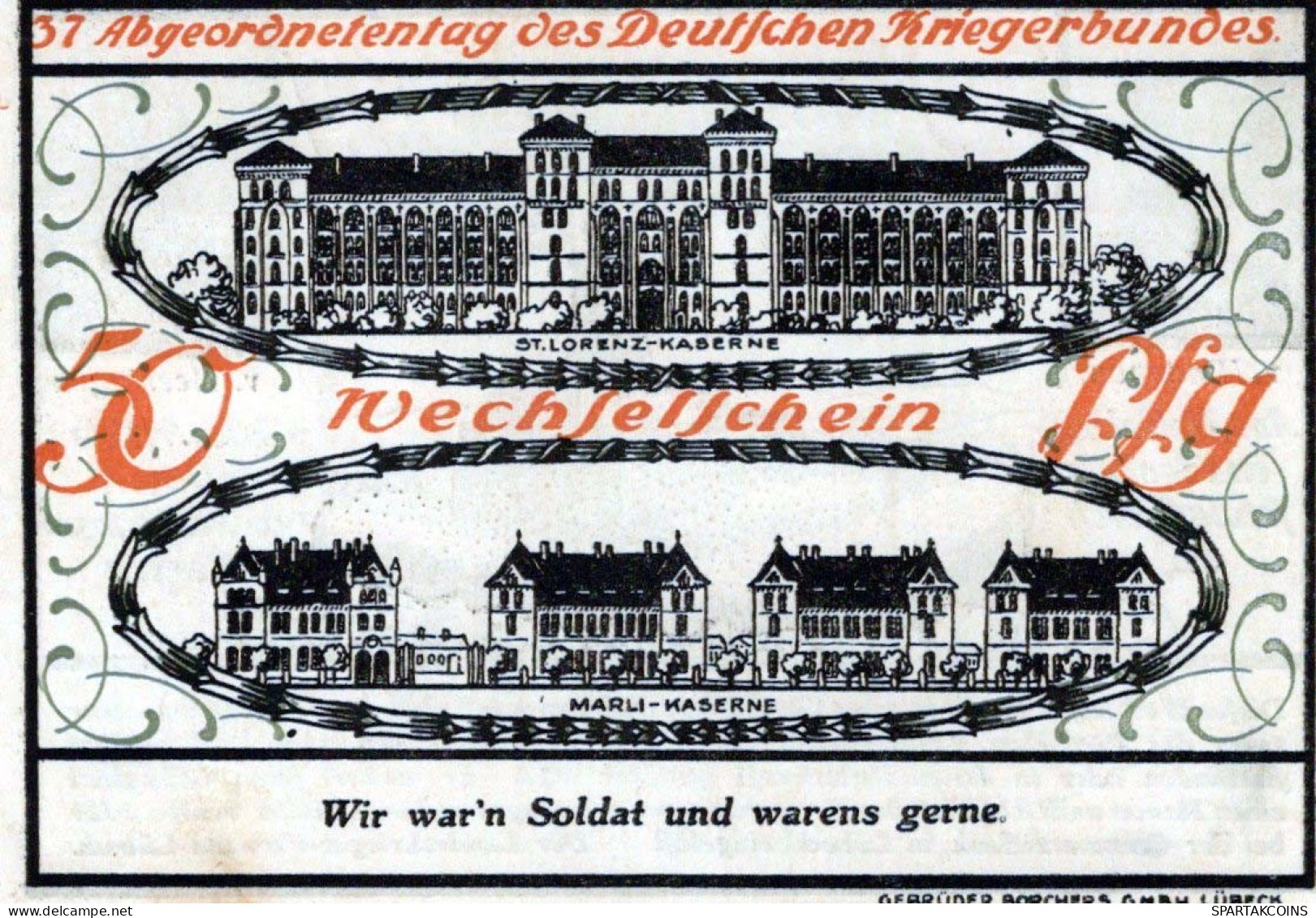 50 PFENNIG 1921 Stadt LÜBECK UNC DEUTSCHLAND Notgeld Banknote #PC520 - Lokale Ausgaben