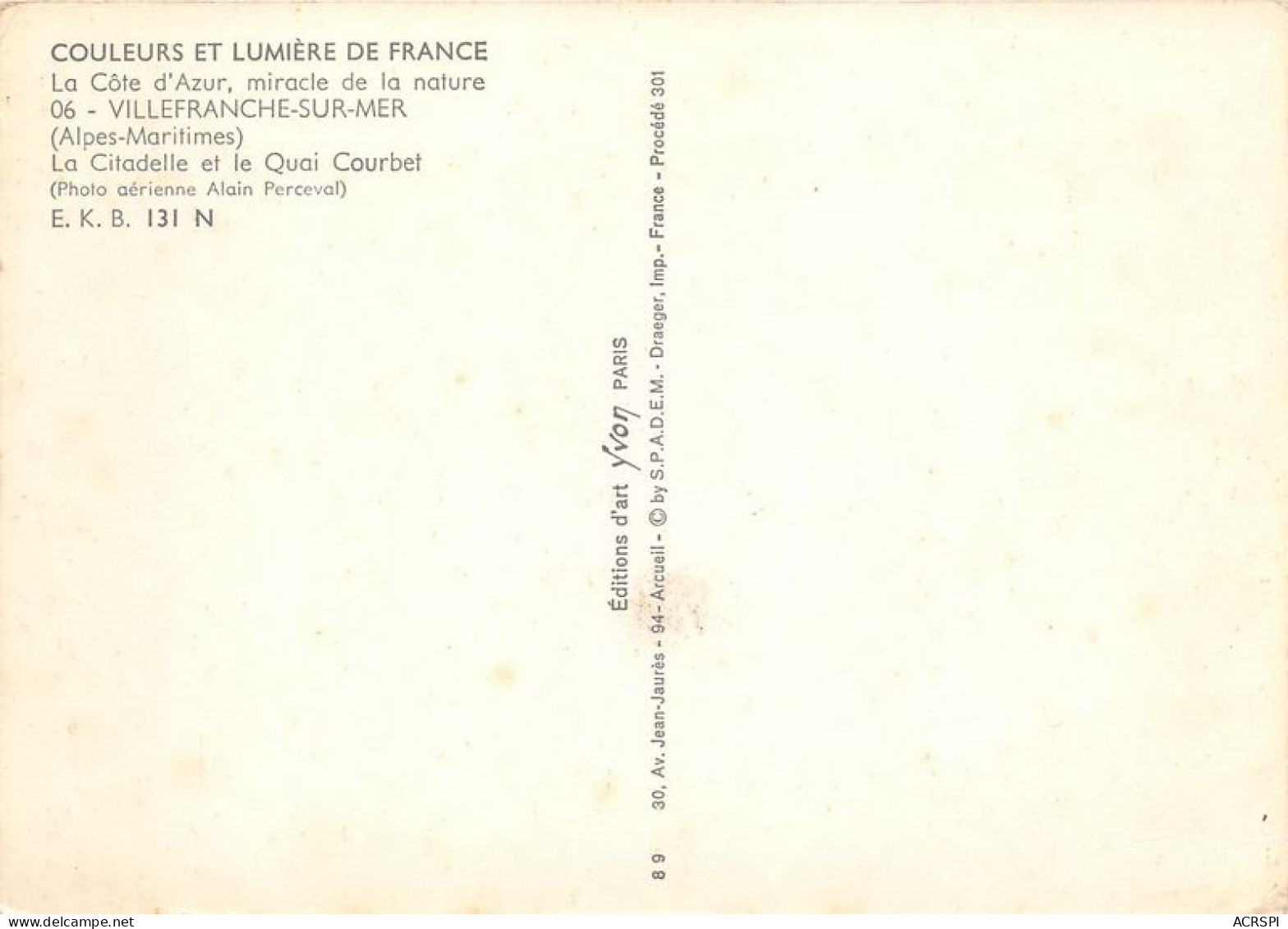 VILLEFRANCHE SUR MER La Citadelle Et Le Quai Courbet 13(scan Recto-verso) MA1180 - Villefranche-sur-Mer