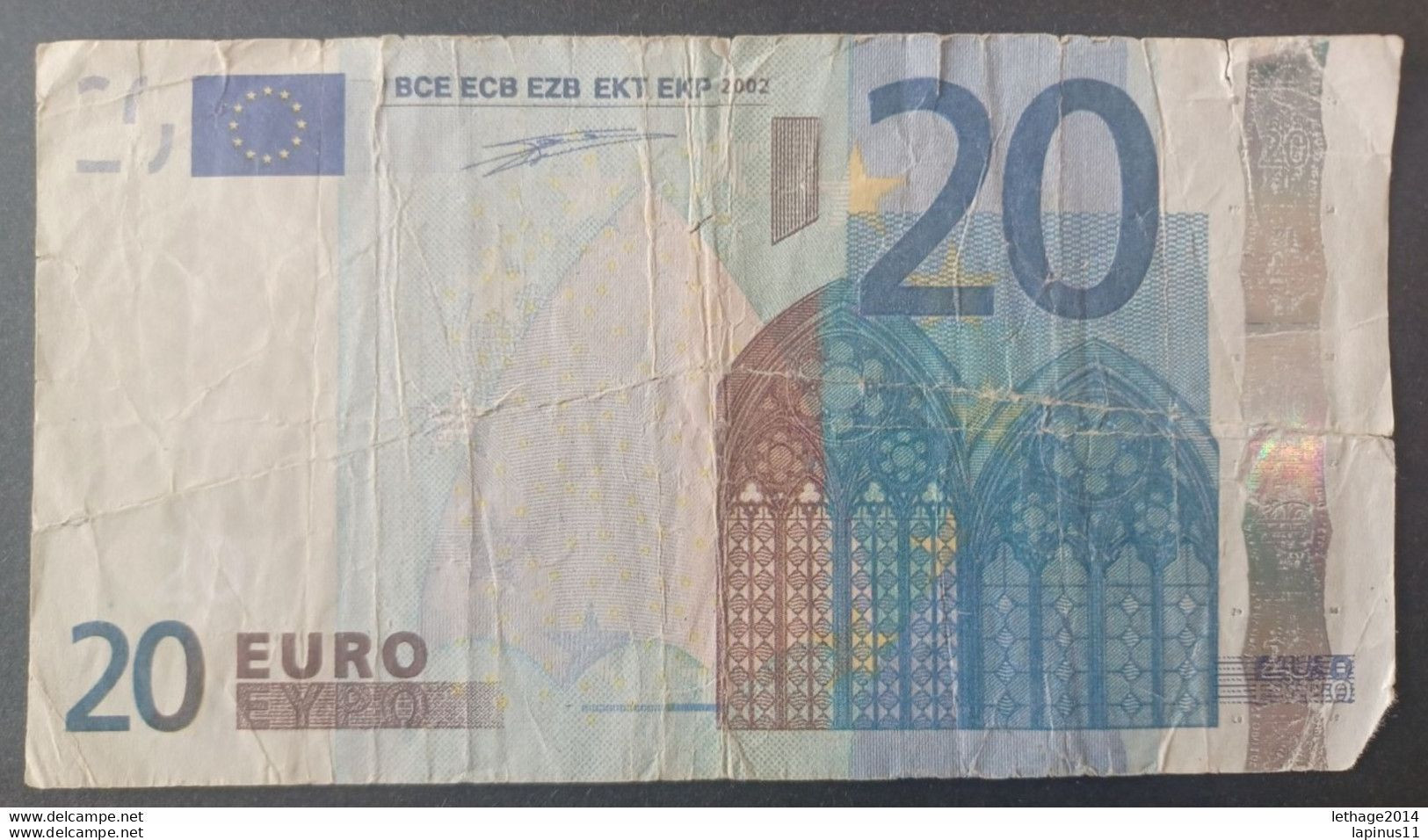 BANKNOTE 20 EURO I" SERIES WITH WATERMARK BUT WITHOUT SILVER BCE VERTICAL BAR ERROR VARIETY - 20 Euro