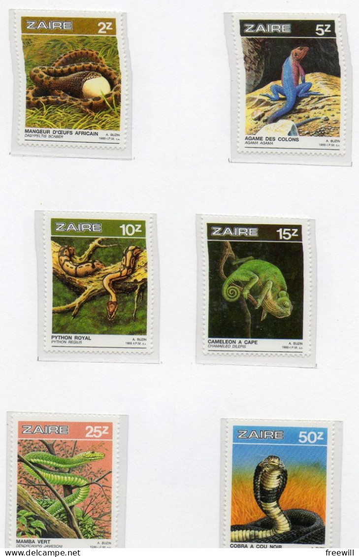 Zaïre Reptiles XXX 1986 - Unused Stamps