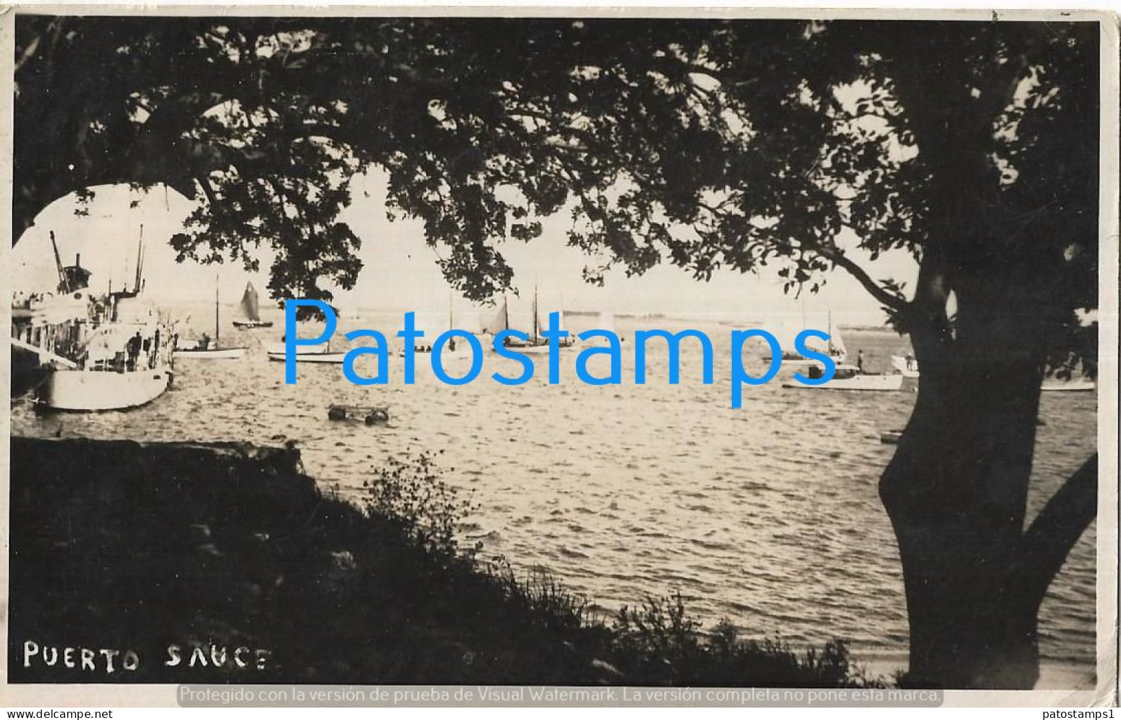 227091 URUGUAY COLONIA PUERTO SAUCE VISTA PARCIAL & SHIP POSTAL POSTCARD - Uruguay