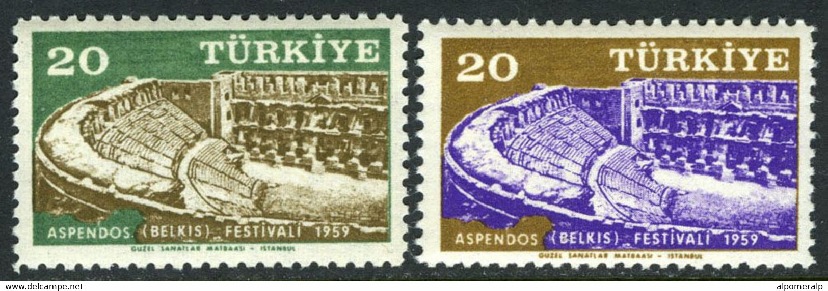 Türkiye 1959 Mi 1623-1624 MNH Aspendos Festival | Amphitheater | Ancient City | Theatre | Archaelogy - Unused Stamps