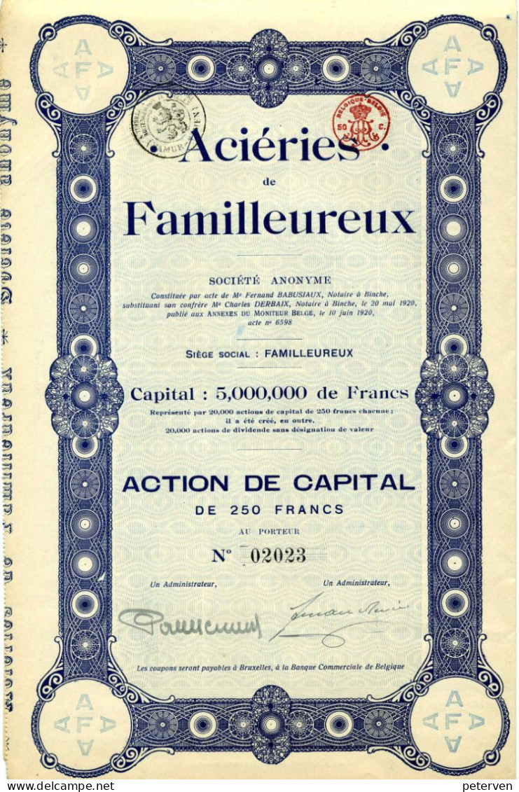 ACIÉRIES De FAMILLEUREUX - Industrie