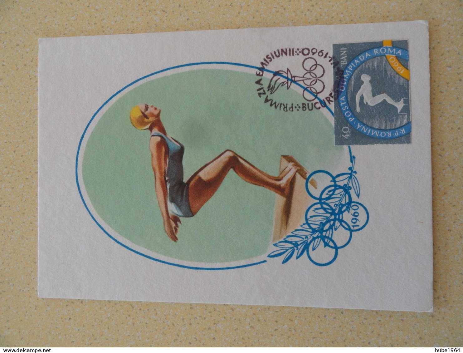 CARTE MAXIMUM CARD NATATION JEUX OLYMPIQUES 1960 - Natación