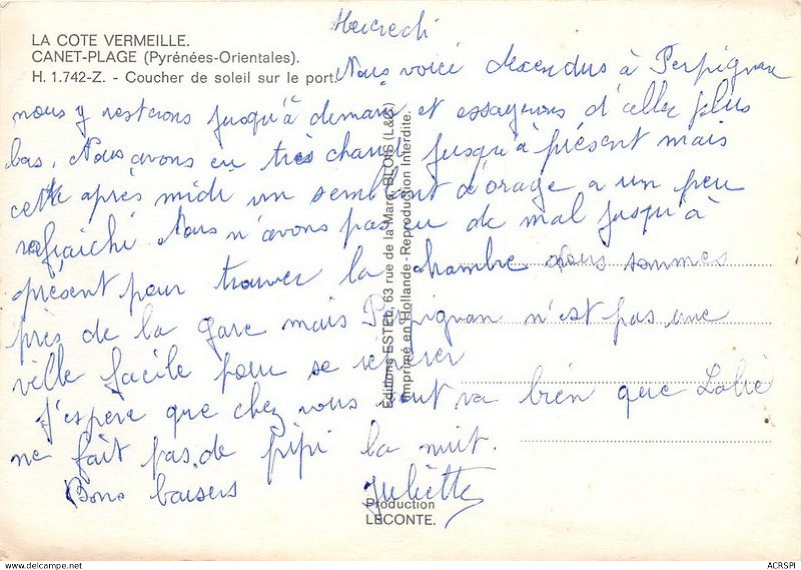 CANET PLAGE Coucher De Soleil Sur Le Port 23(scan Recto-verso) MA1191 - Canet Plage