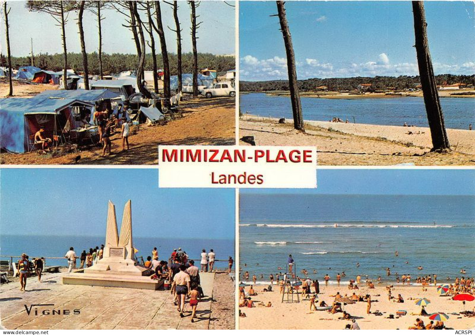 MIMIZAN PLAGE Camping Municipal Le Courant Monument Des Ailes Baignade 16(scan Recto-verso) MA1190 - Mimizan Plage