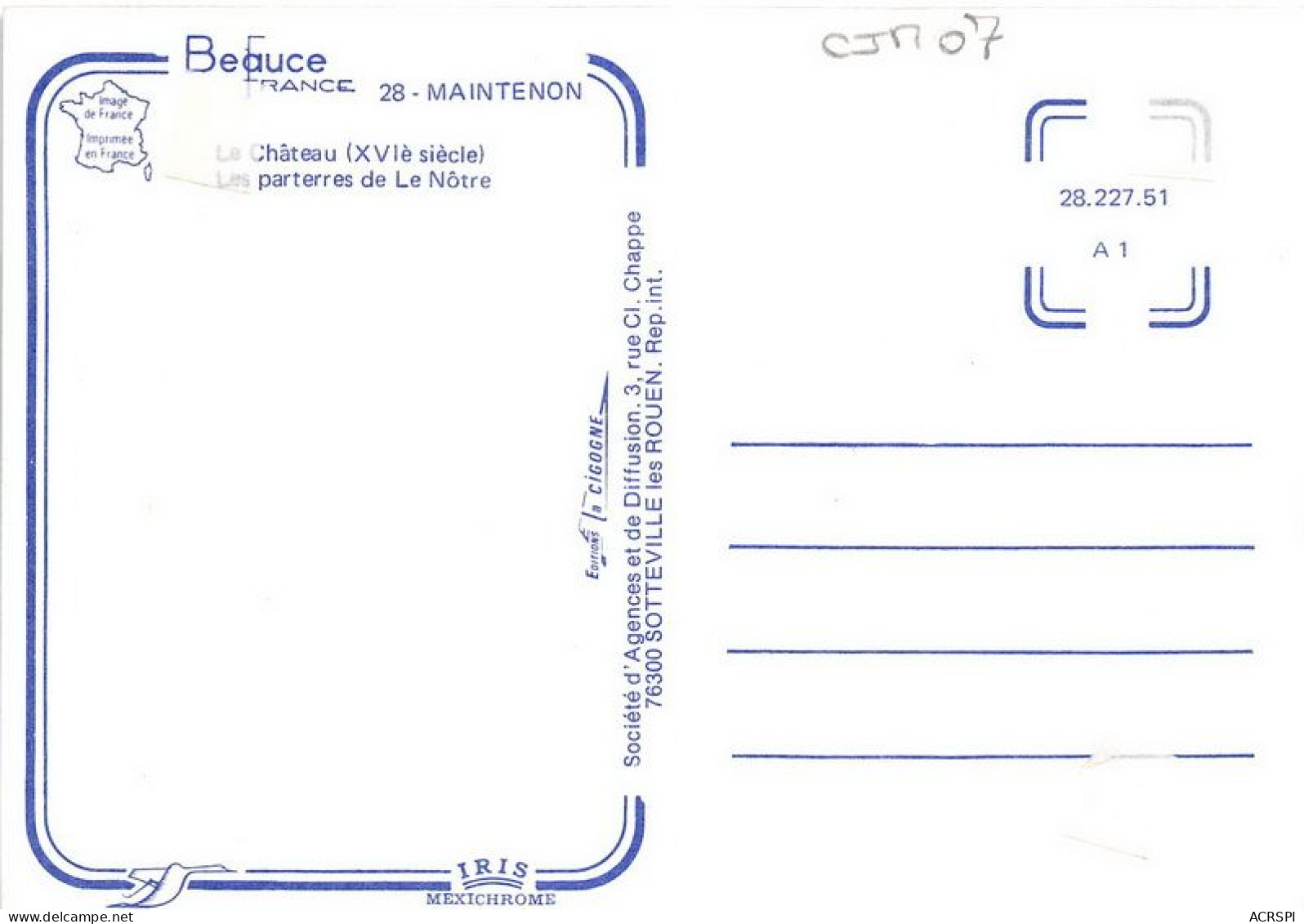 MAINTENON Le Chateau XVIe Siecle Les Parterres De Le Notre 10(scan Recto-verso) MA1184 - Maintenon