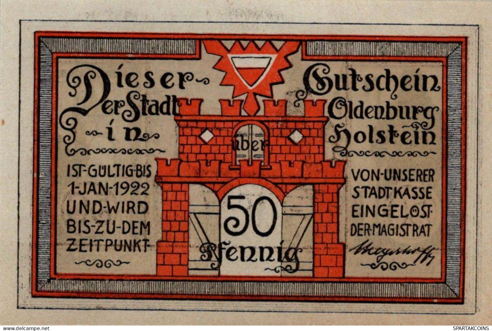 50 PFENNIG 1922 Stadt OLDENBURG IN HOLSTEIN Schleswig-Holstein DEUTSCHLAND #PF436 - [11] Local Banknote Issues