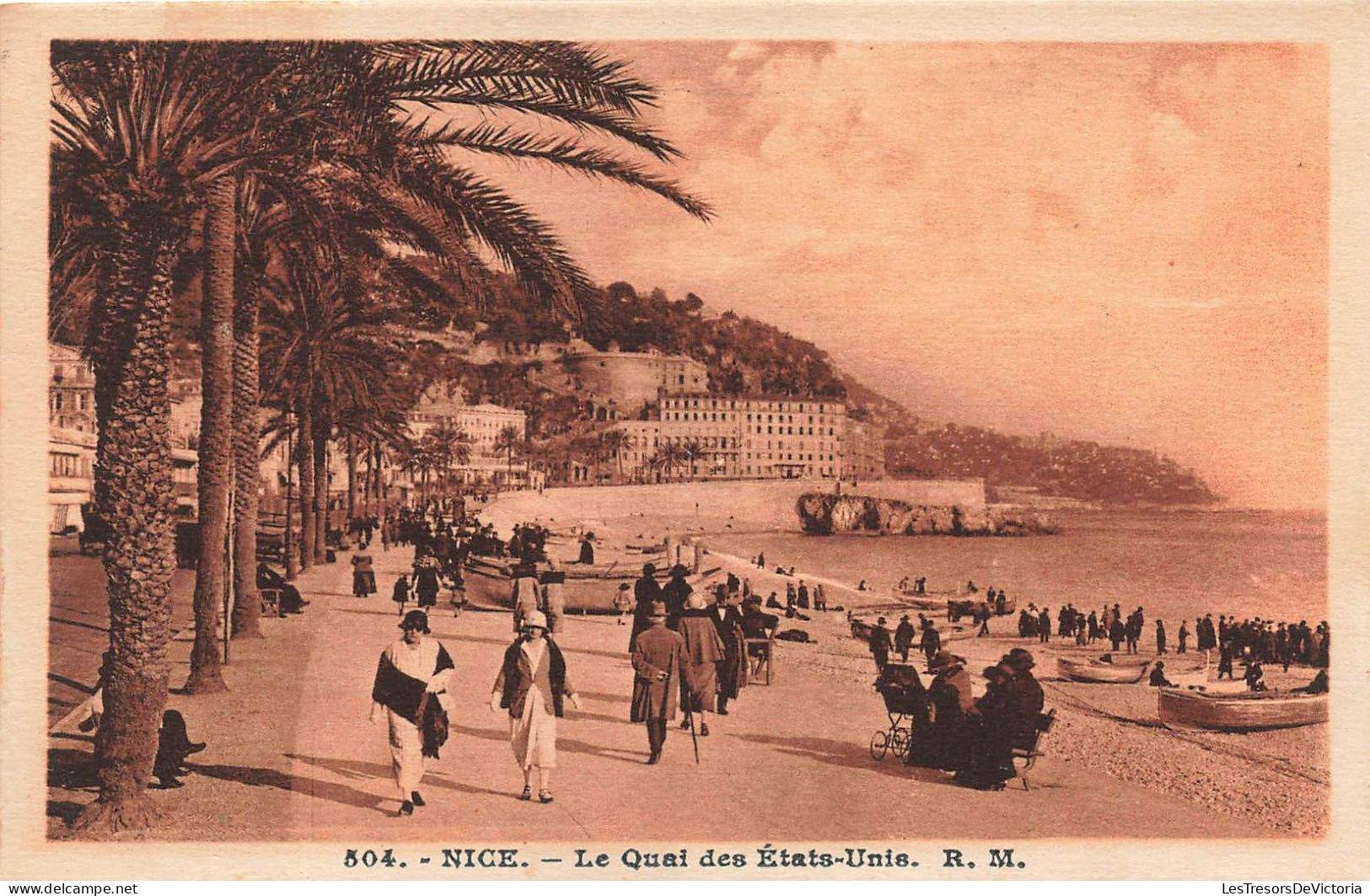 FRANCE - Nice - Vue Sur Le Quai Des Etats Unis - R M - Plage - La Mer - Animé - Carte Postale Ancienne - Maritiem Transport - Haven