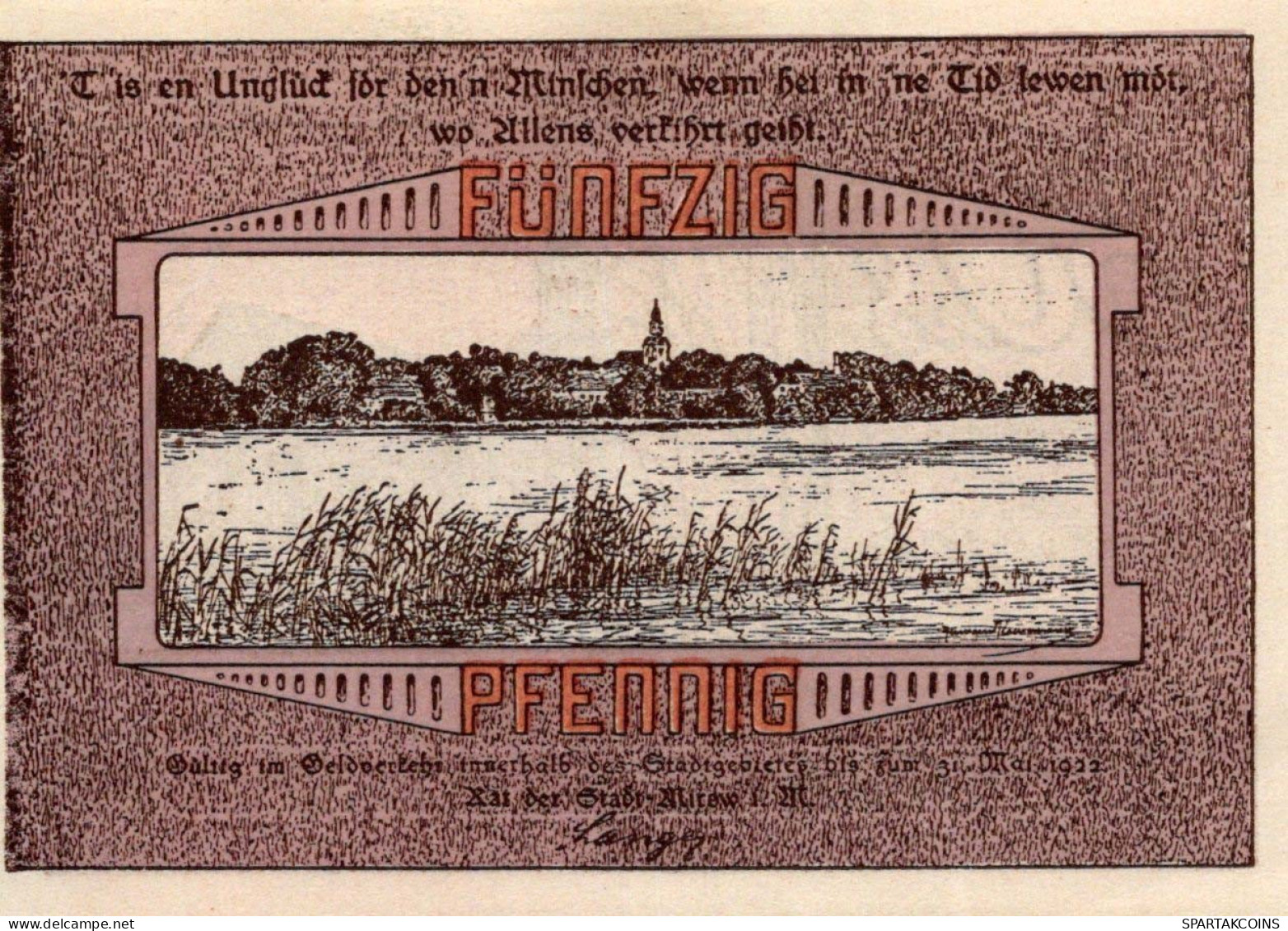 50 PFENNIG 1922 Stadt MIROW Mecklenburg-Strelitz DEUTSCHLAND Notgeld #PJ119 - [11] Local Banknote Issues