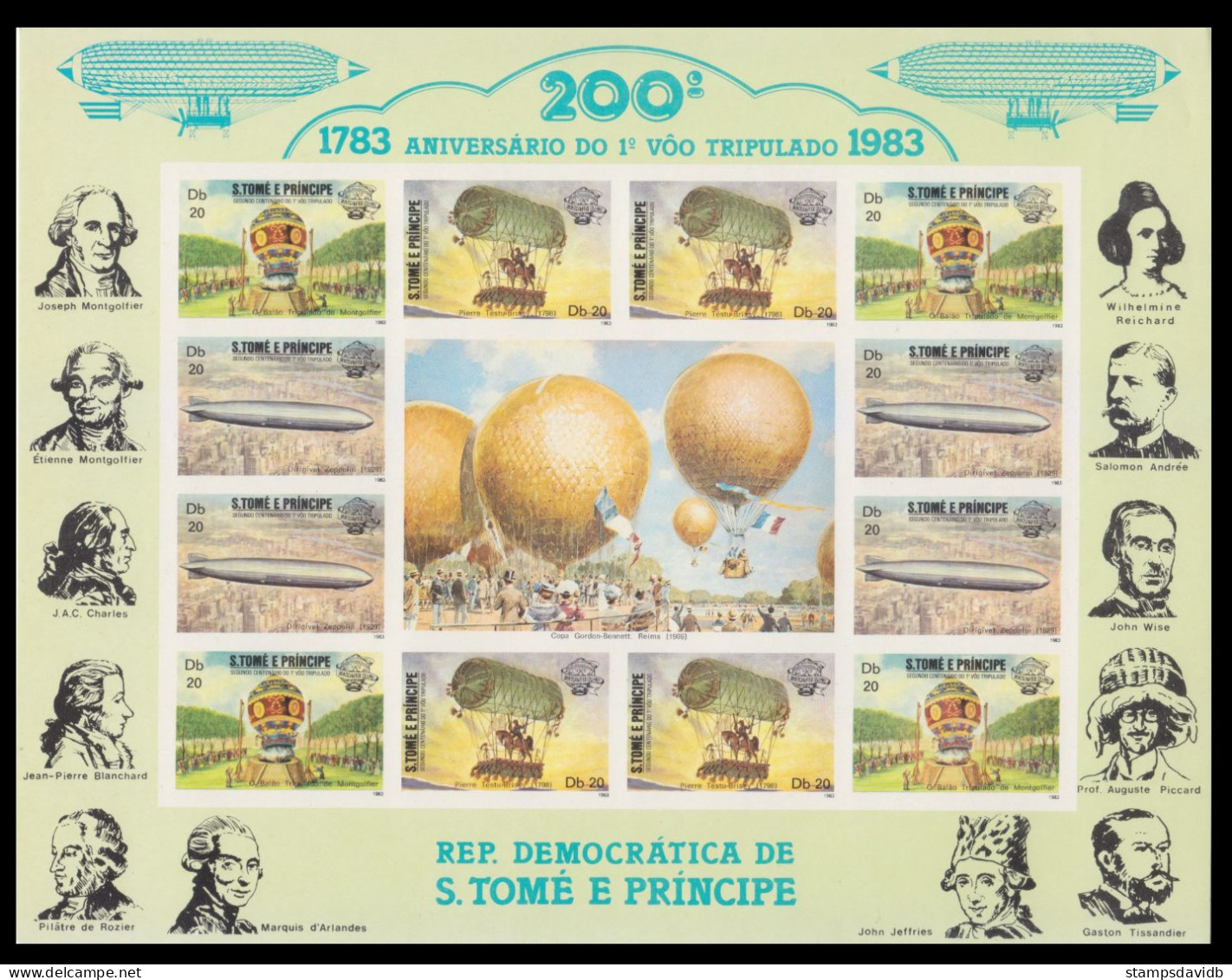 1982 Sao Tome And Principe  834b-836bZB Zeppelins - 200 Years Of Aviation History 96,00 € - Zeppelins