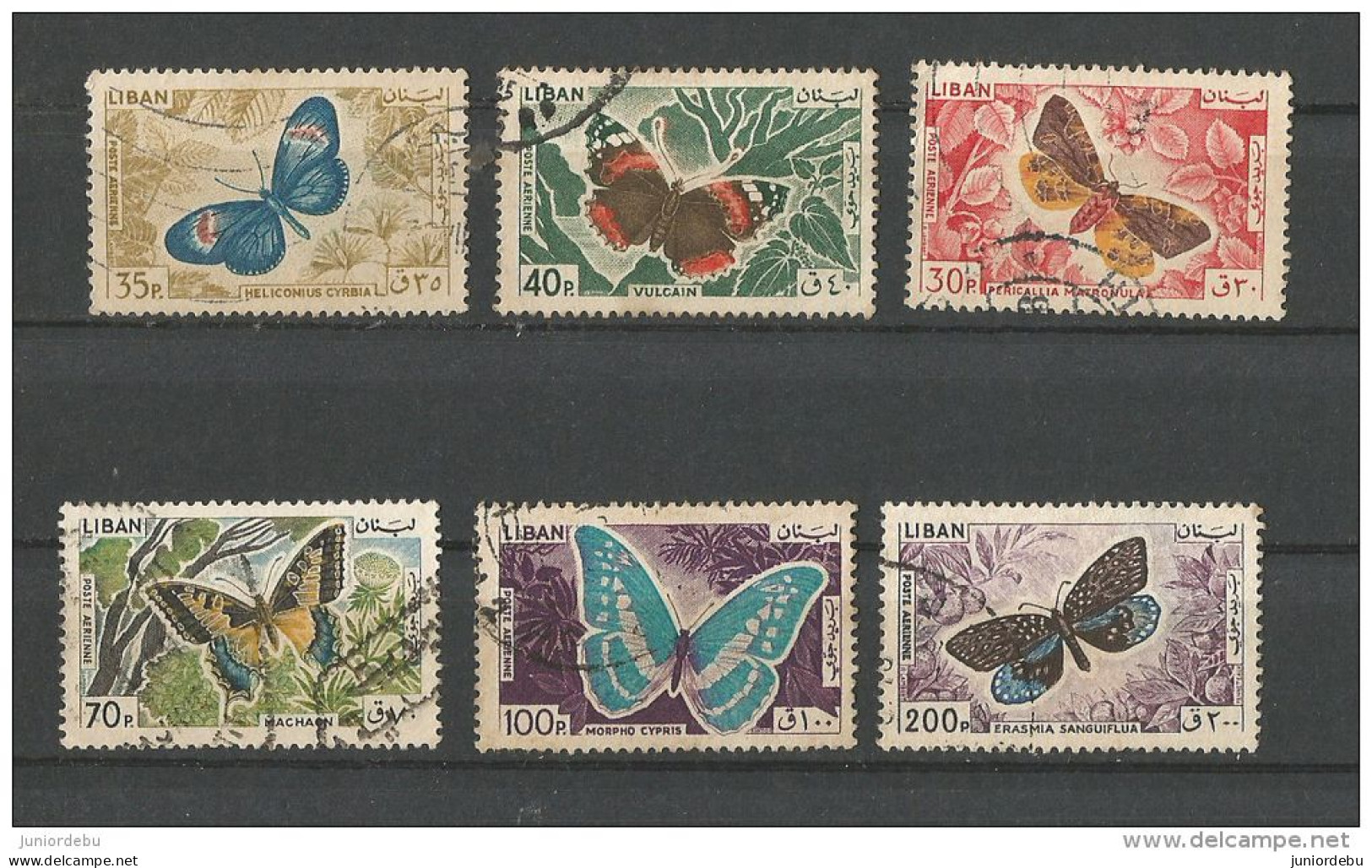 Lebanon    - 1965  -   Butterfly - 6 Different  - Used. ( OL 27/10/2013. ) - Liban