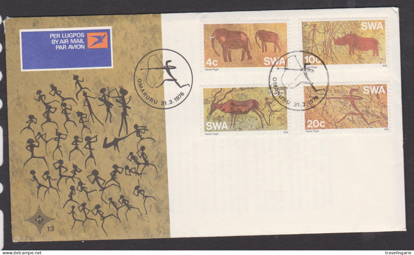 South West Africa 1976 Primitive Art FDC Nr. 13 Omaruru Cancellation - South West Africa (1923-1990)